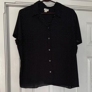 J. Crew Black Blouse with White Dots